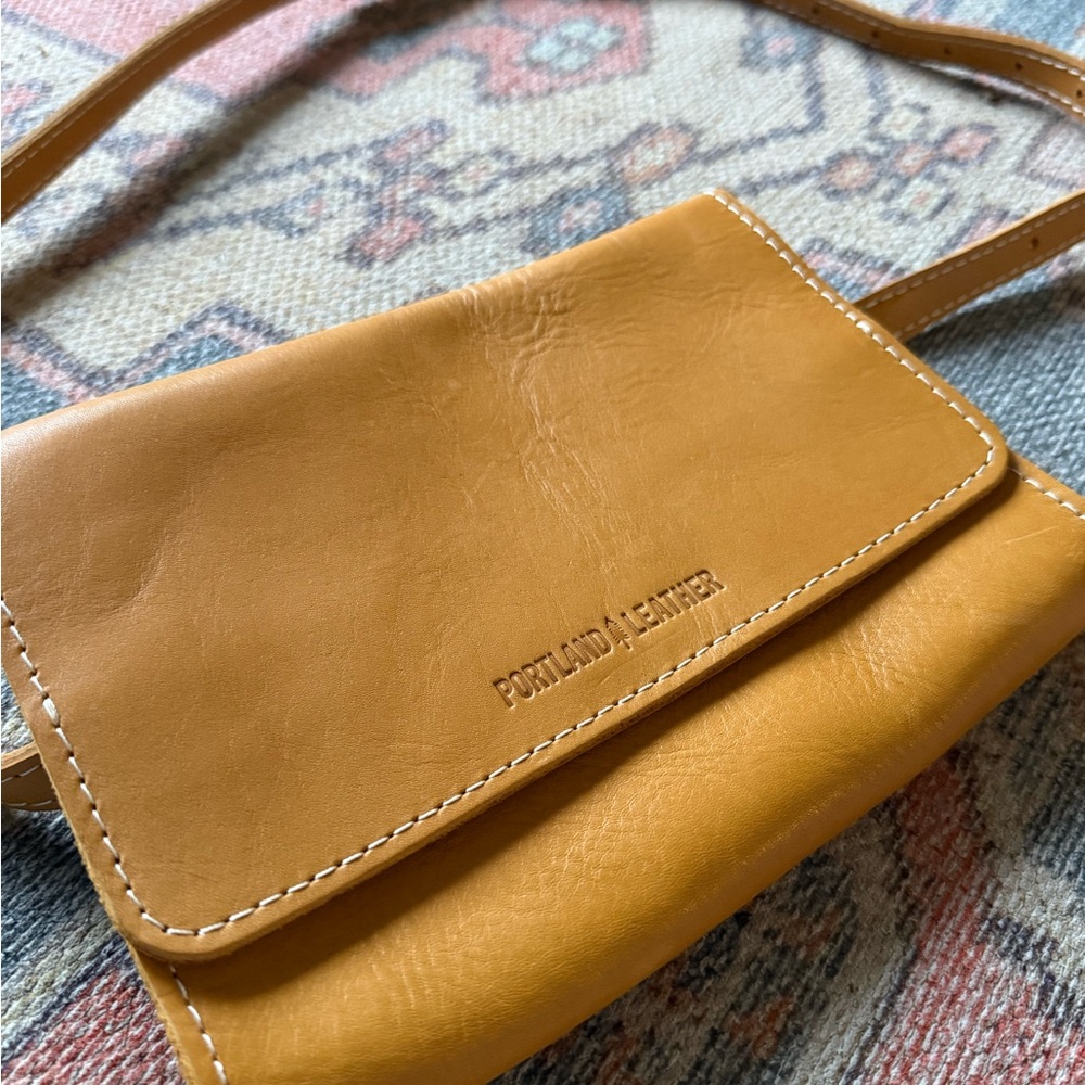 Portland Leather Mustard-Tan Leather Crossbody Bag